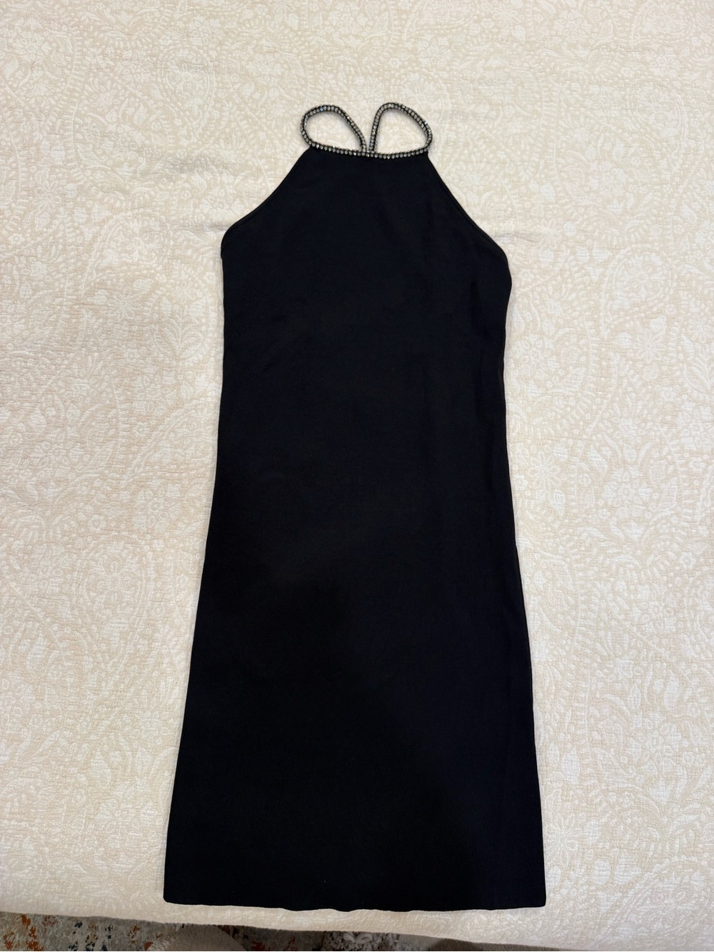 Forever 21 Black Rhinestone Strap Mini Bodycon Dress S